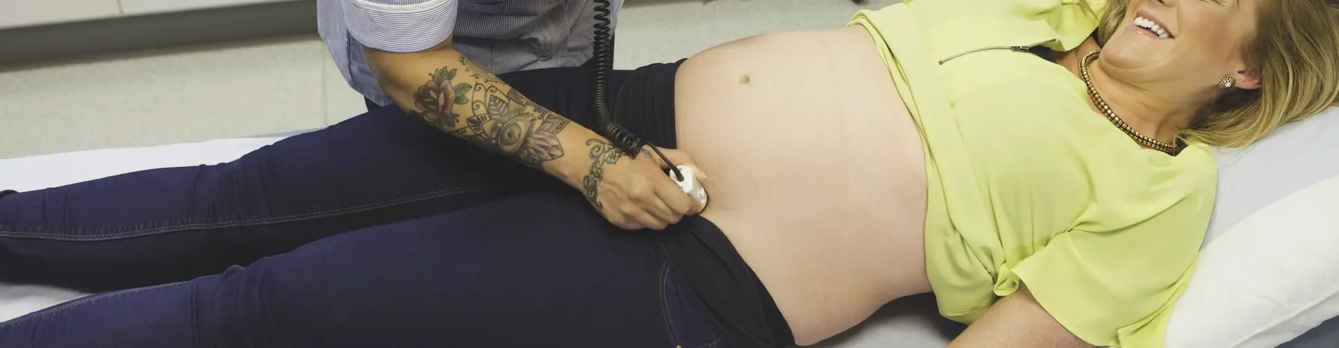 Sonographer with patient