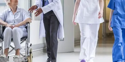 A group of health in a hospital corridor
