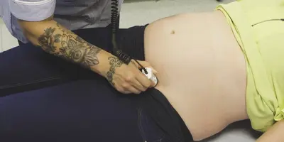 Sonographer with patient